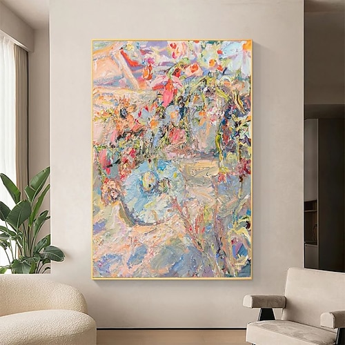 Manuell Handgemacht Hang-Ölgemälde Handgemalte Vertikal Panorama Abstrakt Blumenmuster / Botanisch Modern Realismus Ohne Innenrahmen (ohne Rahmen) Image