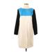 Tibi Casual Dress - Shift: Blue Color Block Dresses - Women's Size 10