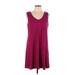 Cupio Casual Dress - A-Line V Neck Sleeveless: Burgundy Print Dresses - Women's Size Large
