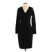 Calvin Klein Casual Dress - Sheath V Neck Long sleeves: Black Solid Dresses - Women's Size Small