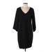 Charter Club Casual Dress - Shift: Black Solid Dresses - Women's Size Large