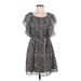 Romeo & Juliet Couture Casual Dress - A-Line Scoop Neck Short sleeves: Gray Snake Print Dresses - Women's Size Medium