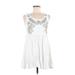 Lulus Casual Dress - Mini Scoop Neck Sleeveless: White Solid Dresses - Women's Size X-Small