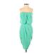 Guess Cocktail Dress - Party Strapless Sleeveless: Green Solid Dresses - Women's Size 4