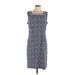 Talbots Casual Dress - Sheath: Blue Polka Dots Dresses - Women's Size Large