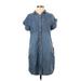 Velvet Heart Casual Dress - Mini Collared Short sleeves: Blue Print Dresses - Women's Size X-Small