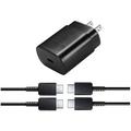 for Xiaomi Poco F2 Pro Super Fast Charger USB Type C Kit PD 25W Type C Wall Charger and 2x USB C to USB C Fast Charging Cable [ 3ft & 6ft ] - Black