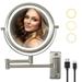 Hansabenne Rechargeable Wall Mounted Makeup Mirror Magnifying Mirror with Light Nickel