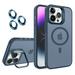 Dteck Case for iPhone 13 Pro Max Magnetic Mag-Safe Matte PC Case with Camera Lens Protector Shockproof Rubber Metal Camera Protection Kickstand Cover Darkblue