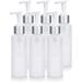 Clear Natural Large Refillable Plastic Squeeze Bottle With Silver Pump Dispenser 4 Oz / 120 Ml - (6 Pack)