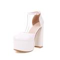 Femme Chaussures à Talons Sandales Rose Grandes Tailles Soirée du quotidien Plateau Talon Bottier Bout rond Elégant Sexy Polyuréthane Lanière de cheville Noir Blanche Rose