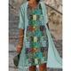 Femme Ensemble Robe Deux Pièces Robe imprimée Sortie Fin de semaine Ethnique Moderne Imprimer Robe mi-longue Col V Demi Manches Tribal Multicolore Mince Rose Claire Bleu Vert Eté Printemps S M L XL