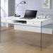 A&J Homes Studio 47.6" W Rectangle Writing Desk Wood/Glass in White | 30 H x 47.6 W x 23.9 D in | Wayfair C-80WF0829