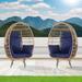 SANSTAR Swivel Wicker Outdoor Lounge Egg Chair Wicker/Rattan in Gray/Brown | 58.2 H x 28.5 W x 29.9 D in | Wayfair W-RJDC55NY-BB