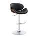 George Oliver Hodess Swivel Adjustable Height Bar Stool Wood/Upholstered/Leather/Metal/Faux leather in Black | 19.85 W x 21.15 D in | Wayfair