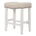 Sand & Stable™ Ileana Counter & Bar Stool Wood/Upholstered in White/Brown | Counter Stool (24" Seat Height) | Wayfair