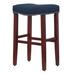 Sand & Stable™ Ileana Counter & Bar Stool Set of 2 Wood/Upholstered in Blue/Brown | Bar Stool (29" Seat Height) | Wayfair