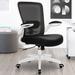 Inbox Zero Kovid Adjustable Executive Office Chair Task Chair Upholstered, Nylon in Gray/White/Black | 38.2 H x 25.2 W x 25.2 D in | Wayfair