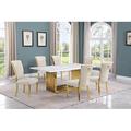 Everly Quinn Zeyad Rectangular 79" L x 40" W Dining Set Metal in Yellow | Wayfair 0D485E7C54204F8F8841A44BCD923DF5