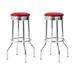 Ebern Designs Daymar 30.5 Bar Stool Upholste/Leather/Metal/Faux leather in Red | 30.5 H x 19.4 W x 19.4 D in | Wayfair