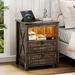 Wrought Studio™ Led Nightstand w/ Outlet & USB Port Wood in Brown | 23.62 H x 17.72 W x 15.75 D in | Wayfair 3A392950919D4019BCA007305A2CA464