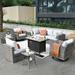 Latitude Run® Quinte 9 Piece Sofa Seating Group w/ Cushions, Rattan in Gray | 31.49 H x 83.85 W x 29.52 D in | Outdoor Furniture | Wayfair