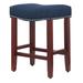 Sand & Stable™ Ileana Counter & Bar Stool Wood/Upholstered in Blue/Brown | Counter Stool (24" Seat Height) | Wayfair