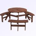 Watque Kita Outdoor 6-Person Circular Wooden Picnic Table w/3 Built-in Benches in Brown | Wayfair Watque000552