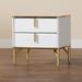 Wholesale Interiors Baxton Studio Lilac Modern Glam White Wood & Gold Metal 2-Drawer Nightstand Wood in Brown/White | Wayfair 242-1421-13506-WF