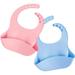 2 Pack Silicone Bibs for Babies Waterproof Durable Adjustable Fit Bibs With Food Catcher Blue Pink