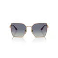 Vogue , Rose Gold Sunglasses with Dark Blue Shaded Lenses ,Yellow female, Sizes: 56 MM