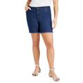 Plus Size Women's Raw Hem June Fit Denim Shorts by June+Vie in Medium Blue (Size 12 W)