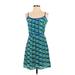 Aqua Cocktail Dress - Mini Scoop Neck Sleeveless: Blue Dresses - Women's Size Small