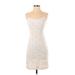 Frederick's of Hollywood Casual Dress - Mini Scoop Neck Sleeveless: White Solid Dresses - Women's Size Small