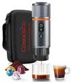 CONQUECO Espresso Machine Portable 12v: Travel Coffee Maker for Car with Handbag - 2.5 Mins Fast Heating - 8 Cups Espresso for One Charge Compatible for Nespresso Capsule