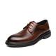 Ninepointninetynine Dress Oxford Shoes for Men Lace Up Round Apron Toe Derby Shoes Faux Leather Block Heel Anti-Slip Rubber Sole Business (Color : Brown, Size : 6 UK)