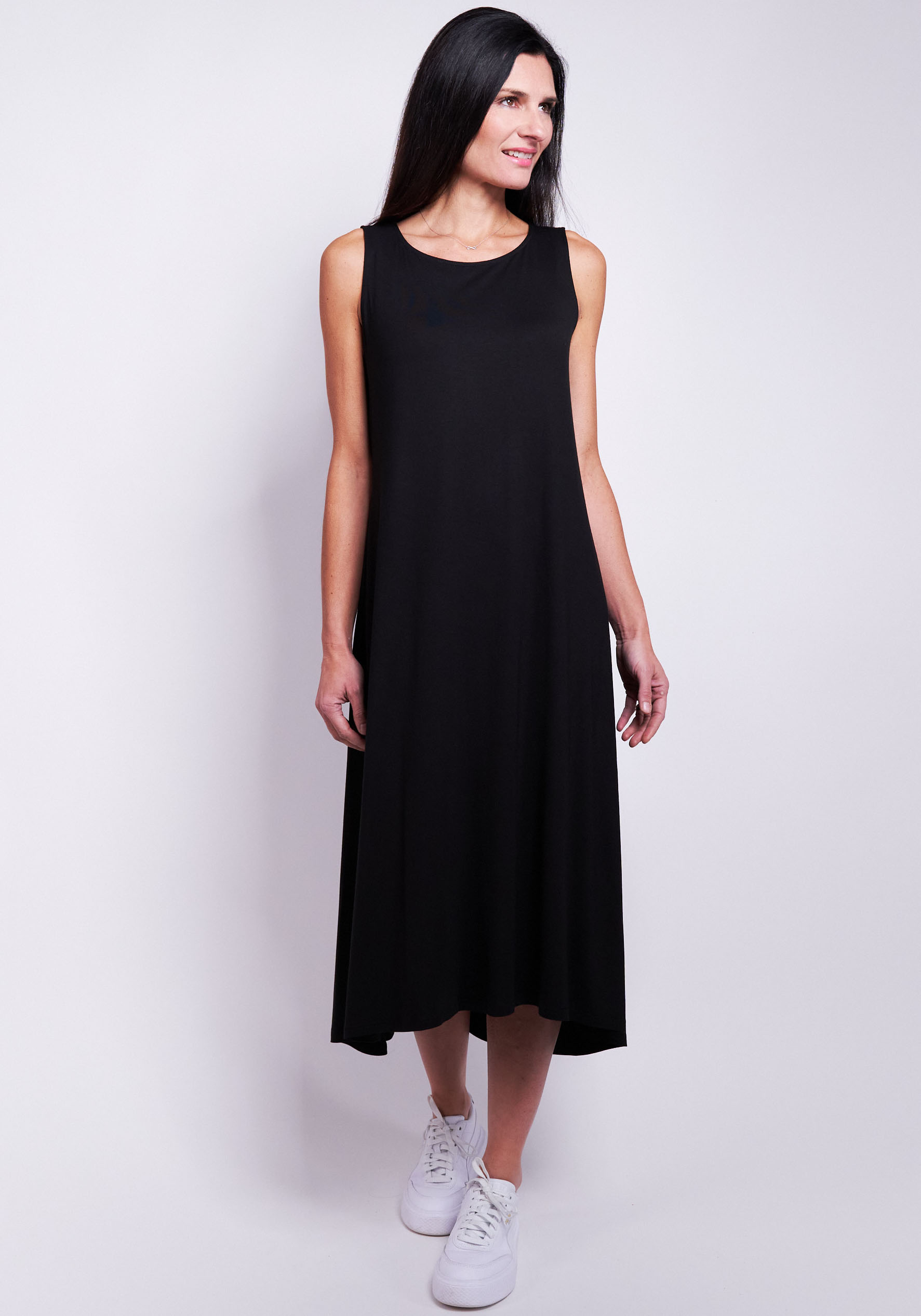 Midikleid SEIDEL MODEN, Damen, Gr. 50, N-Gr, schwarz, Web, Obermaterial: 95% Viskose, 5% Elasthan, unifarben, normal Midi, Rundhals, Kleider, ärmellos, aus Viskose - MADE IN GERMANY Image