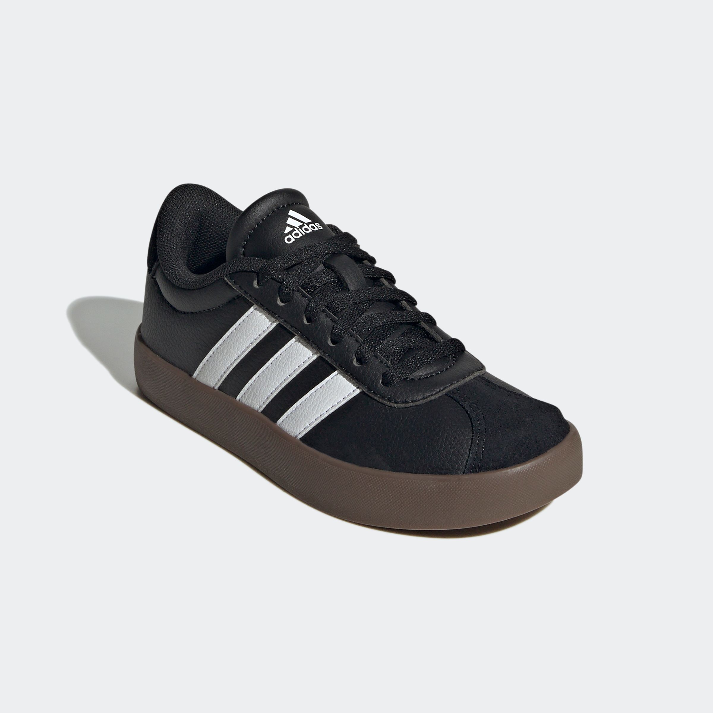 Sneaker ADIDAS SPORTSWEAR "VL COURT 3.0", Mädchen, Gr. 36, schwarz-weiß (core schwarz, cloud weiß, gum5), Leder, Synthetik, Schuhe Sneaker, inspiriert vom Design des adidas samba, für Kinder