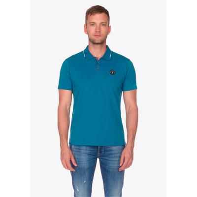 Poloshirt LE TEMPS DES CERISES "ARON", Herren, Gr. L, blau, 100% Baumwolle, unifarben, ohne Ausschnitt, Kurzarm, Shirts, in klassischem Design Image