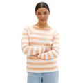 Langarmshirt TOM TAILOR Gr. L, orange (peach offwhite) Damen Shirts Jersey