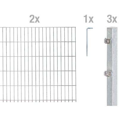 Doppelstabmattenzaun ALBERTS "Grundset", silber (silberfarben), H:140cm, Stahl, Zaunelemente, Höhe: 80-160 cm, Gesamtlän