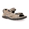 Sandale GEOX "UOMO SANDAL STRADA", Herren, Gr. 39, blau (sandfarben, navy), Lederimitat, sportlich, Schuhe, Sommerschuh, Klettschuh, Outdoorsandale, im Trekking-Look