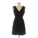 Madewell Casual Dress - Mini V-Neck Sleeveless: Black Print Dresses - Women's Size Medium