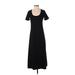 J.Crew Casual Dress - A-Line Scoop Neck Short sleeves: Black Solid Dresses - Women's Size 2X-Small