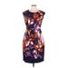 Elie Tahari Casual Dress - Sheath Crew Neck Short sleeves: Purple Floral Dresses - Women's Size 10