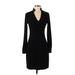 White House Black Market Casual Dress - Sheath V Neck Long sleeves: Black Print Dresses - Women's Size X-Small