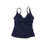 Lands' End Swimsuit Top Blue Print V-Neck Swimwear - Women's Size 12 Petite