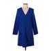 Zara Casual Dress - Mini V Neck Long sleeves: Blue Solid Dresses - New - Women's Size X-Small