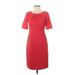 Ellen Tracy Casual Dress - Sheath: Red Solid Dresses - Women's Size 2