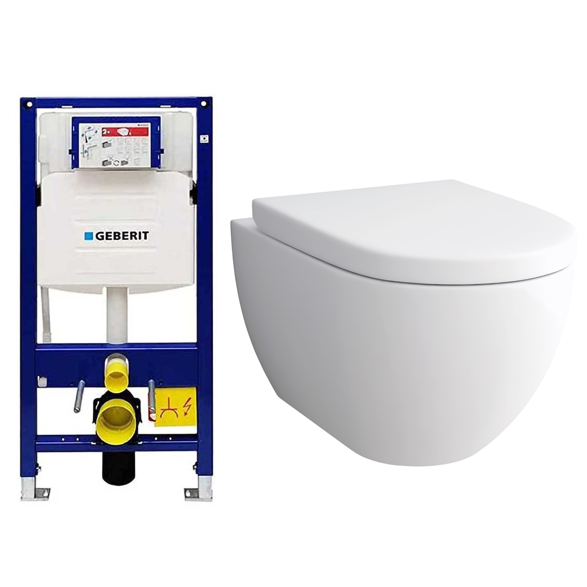 Alpenberger Toilette mit Geberit Spülkasten | Spülrandloses Hänge WC mit Bidet Funktion | Dusch WC mit Absenkautomatik WC Sitz | Vorwandelement WC Bad Image
